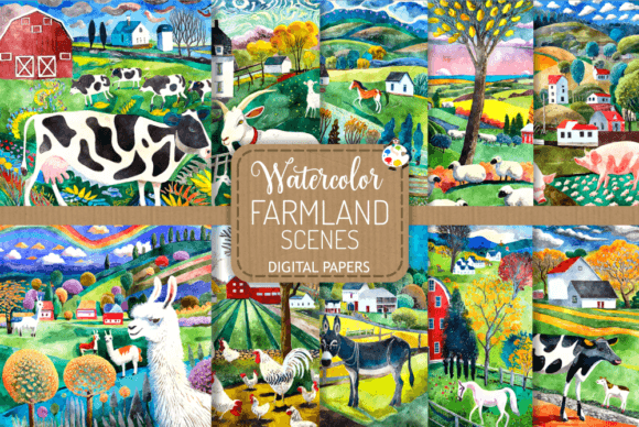 Download Farmland Scenes - Watercolor Paintings - Premium Resources