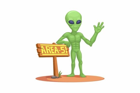 Download Alien at Area 51 Road Sign Cartoon - Area 51 Collection