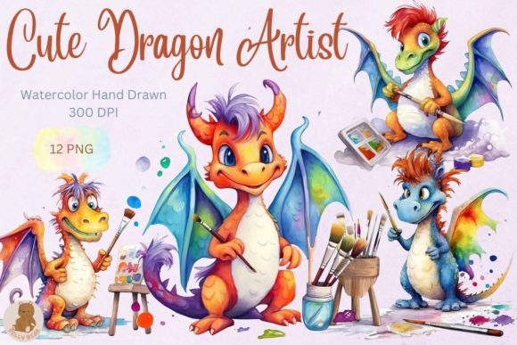 Download Clipart Cute Dragon Artist Watercolor - Artist Collection