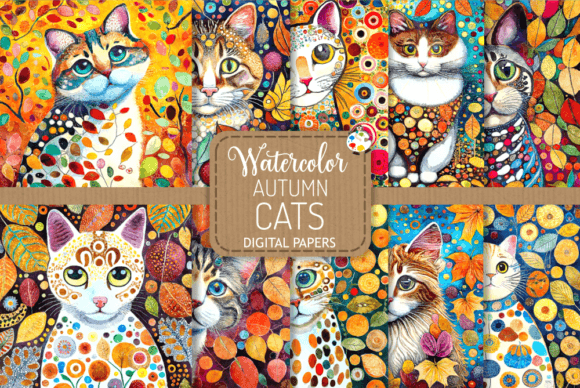 Download Autumn Cats - Watercolor Paintings - Premium Resources