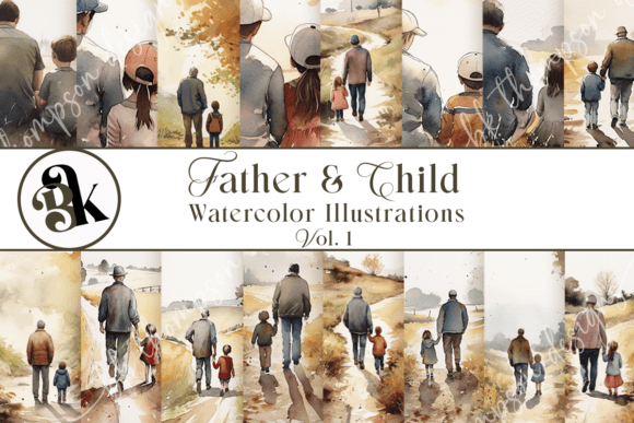 Download Father Child Watercolor Paintings Vol 1 - Premium Resources